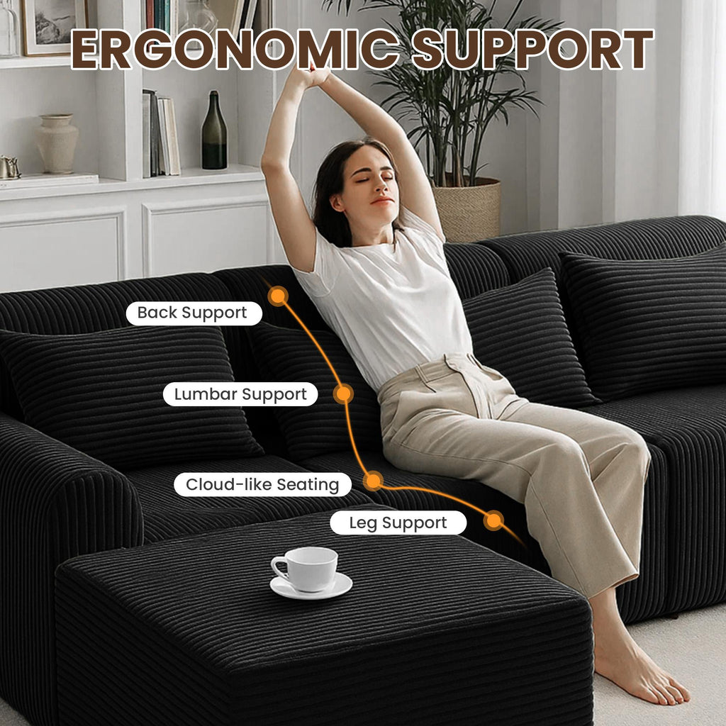 A04 Winzoo 116” Modular Sectional Cloud Couches with L Shaped Chaise