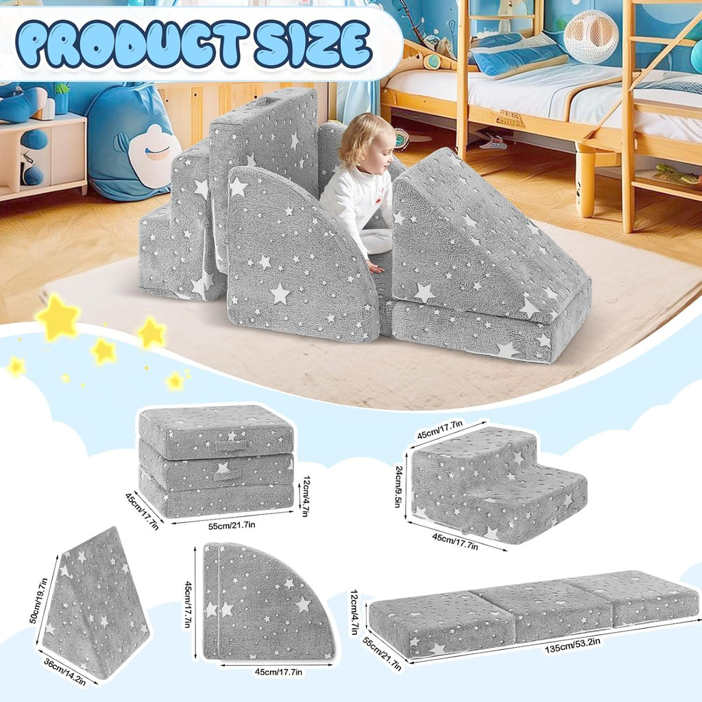 5pcs Modular Kids Foam Climbing for Toddlers 1-3, Safety First Baby Climbing Blocks Indoor,Soft Play Toys for Infant, Ideal Crawling and Exploration Play Set for Baby Gym/Toddler Playground(Star)