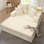 Beige 78” Oversized Corduroy Sofa Bed with Throw Pillows,Comfy Boneless Couch with Removable Ottoman
