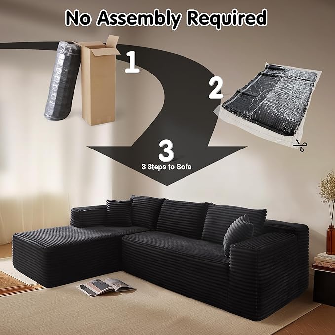 104" Cloud Sectional Couch with L-Shape Chaise,Modern Modular Sofa