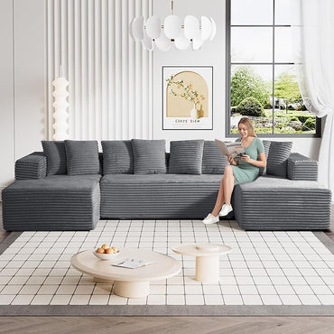 131" Modular Corduroy Sectional Couch, Luxury Couches for Living Room