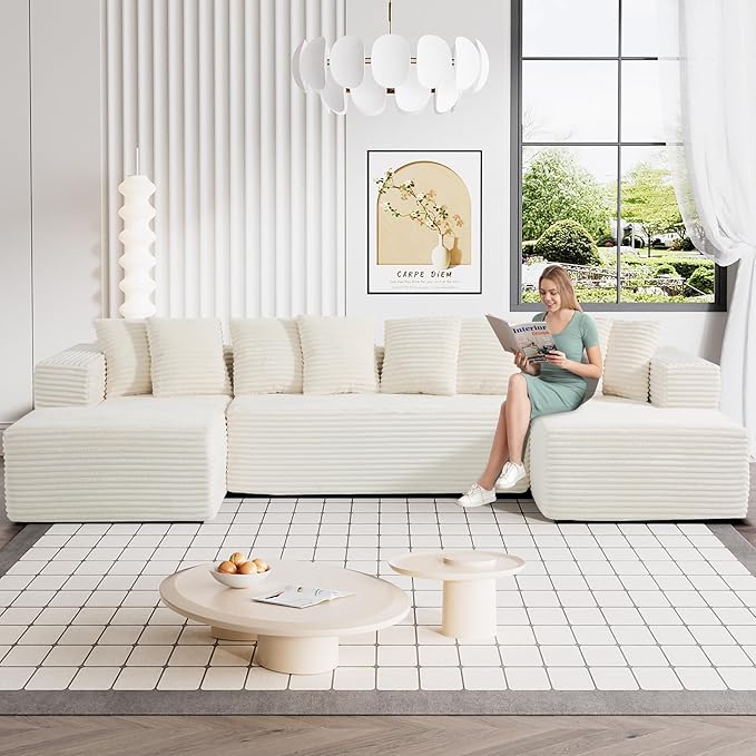 131" Modular Corduroy Sectional Couch, Luxury Couches for Living Room