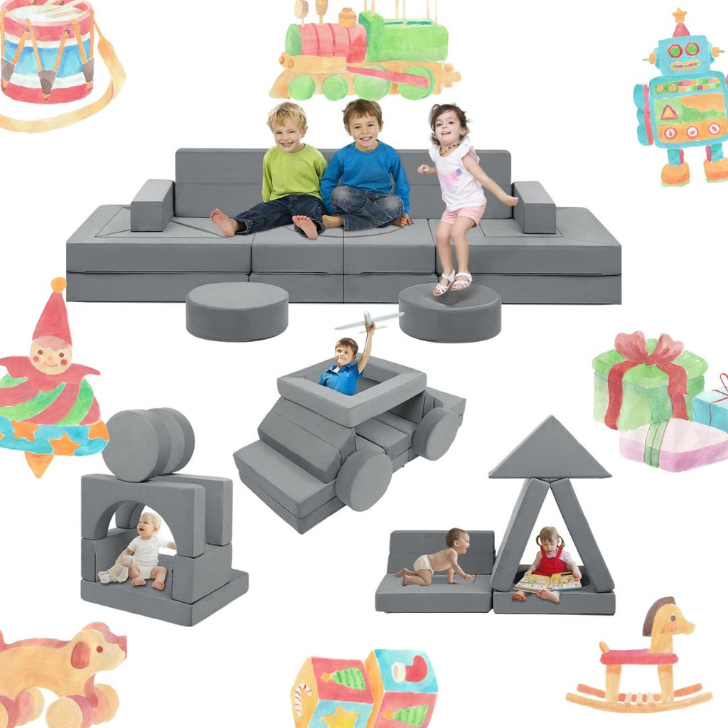 22Pcs Modular Kids Play Coach - Kids Couch for Playroom Bedroom Living Rooms Toddler Sofa for Inspiring Child Creativity，Children Convertible Foam Sofa
