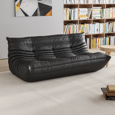 #S09 Armless Large Microfiber Leather 3-Seat Bean Bag Sofa