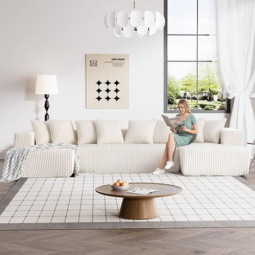 131" Modular Corduroy Sectional Couch, Luxury Couches for Living Room