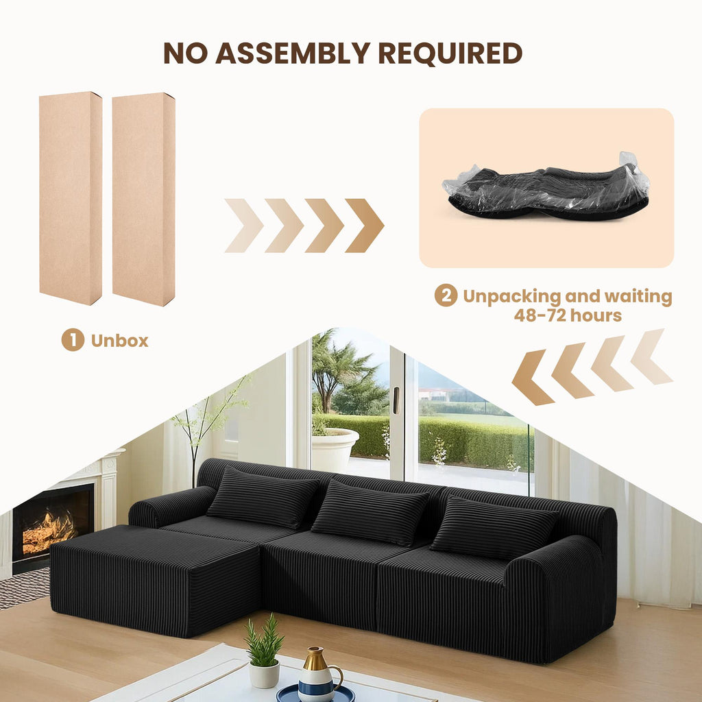 A04 Winzoo 116” Modular Sectional Cloud Couches with L Shaped Chaise