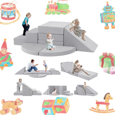 5pcs Modular Kids Foam Climbing for Toddlers 1-3, Safety First Baby Climbing Blocks Indoor,Soft Play Toys for Infant, Ideal Crawling and Exploration Play Set for Baby Gym/Toddler Playground