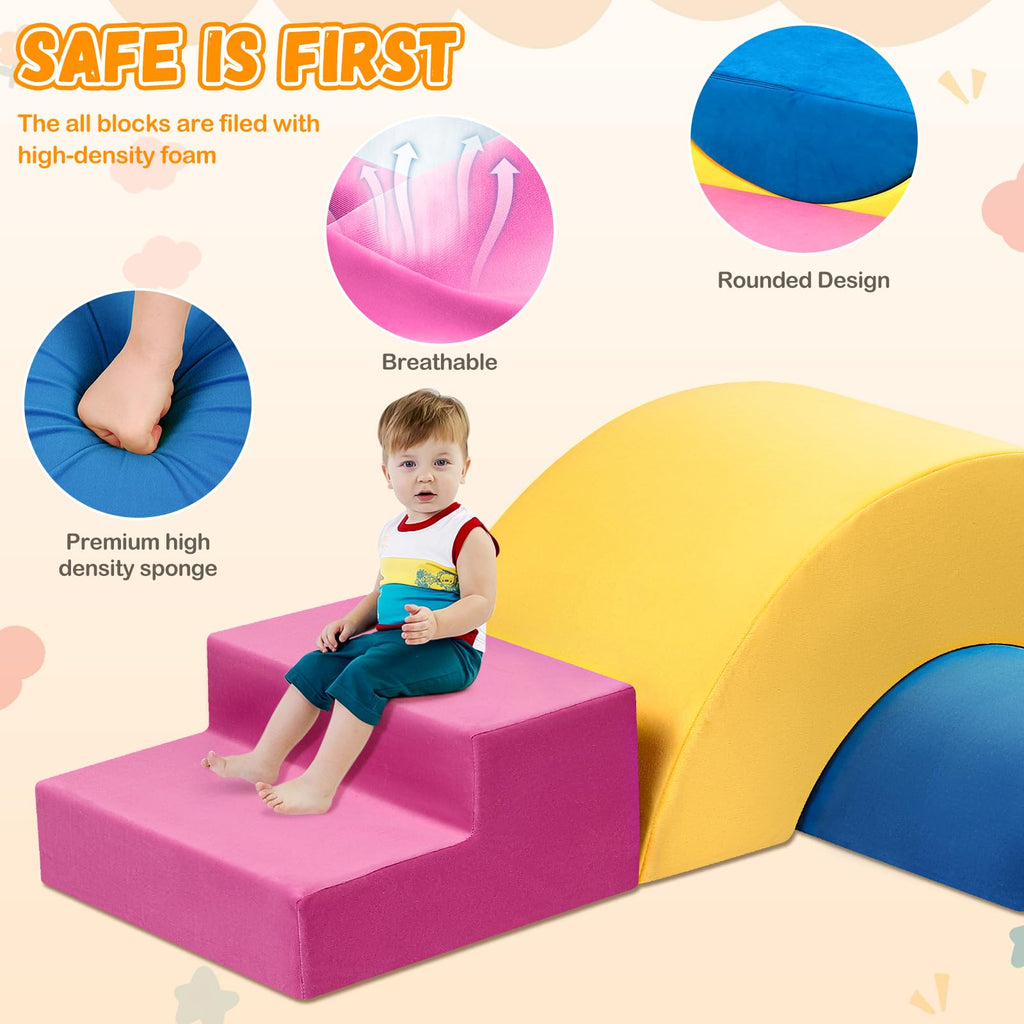 Soft Climbing Toys for Toddlers, 5pcs Modular Kids Foam Climbing Indoor, Play Gym Climbing Toys Climber, Soft Play Foam Blocks Set for Toddlers, Kids & Infant, Colorful