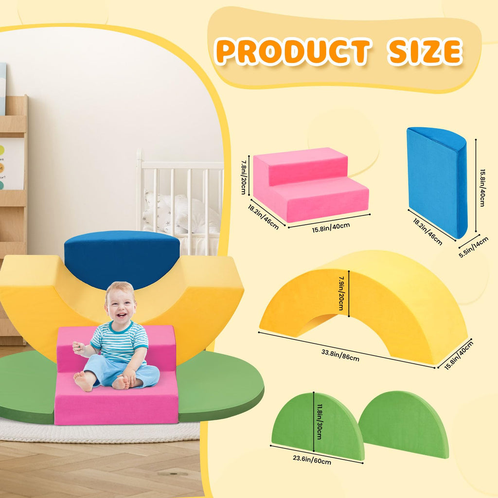 Soft Climbing Toys for Toddlers, 5pcs Modular Kids Foam Climbing Indoor, Play Gym Climbing Toys Climber, Soft Play Foam Blocks Set for Toddlers, Kids & Infant, Colorful